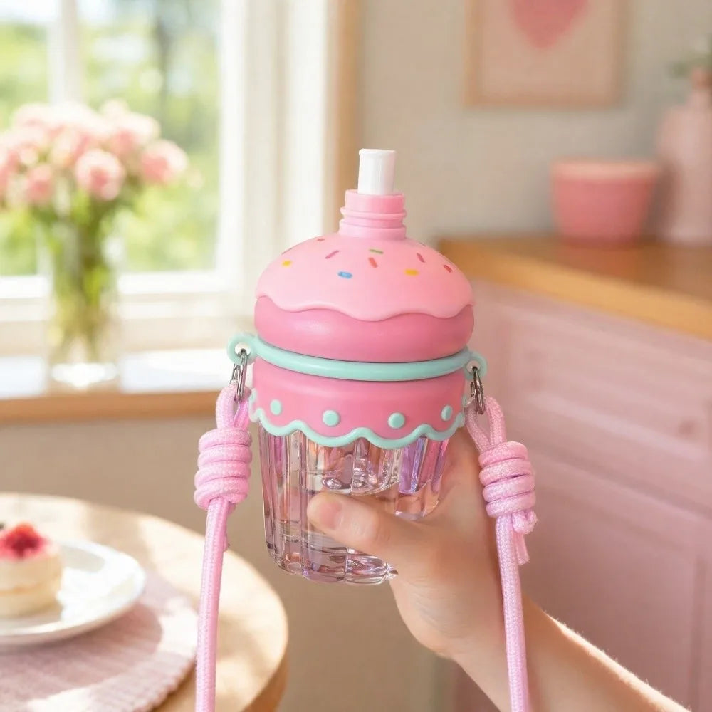 Drinkware with Lid and Straw Clear Tumbler Crossbody Hanging Rope Transparent Suction Cup Korean Ins 450ML Iced Coffee Cup Milk Vue