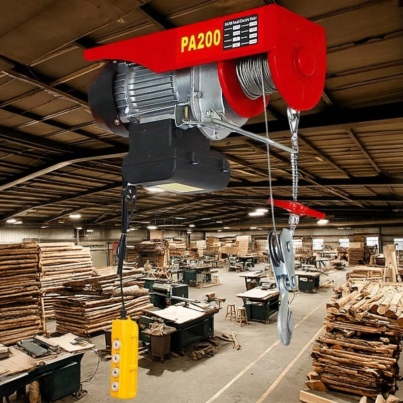 220/661lbs/100/300kg 220V Electric Hoist Portable Lifter Steel Wire Winch for Garage Warehouse Vue