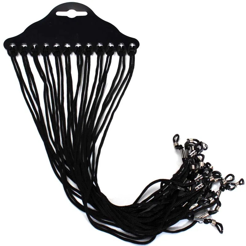 12PCS Black Nylon Cord Eyeglass Holder Sunglass Eyewear Glasses Neck String Strap Vue