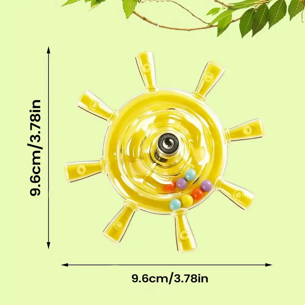 Parakeet Toys Colorful Interactive Rotating Small Wheel Rattle, Cage Parrot Spinner Toy for Cockatiels, Budgies, Conures, Parrot Vue Yellow