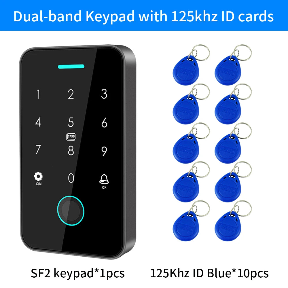 Rainproof support tuya app RFID 125K 13.56mhz NFC Fingerprint Bluetooth Gate Door Opener Work with WIFI Gateway Vue SF2EM-MF-W-ID key