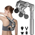Foldable Deep Tissue Massage Gun 6 Speed Amplitude 4 Heads Type-C Portable Muscle Massager for Body Relax Workout Recovery Vue Slategray