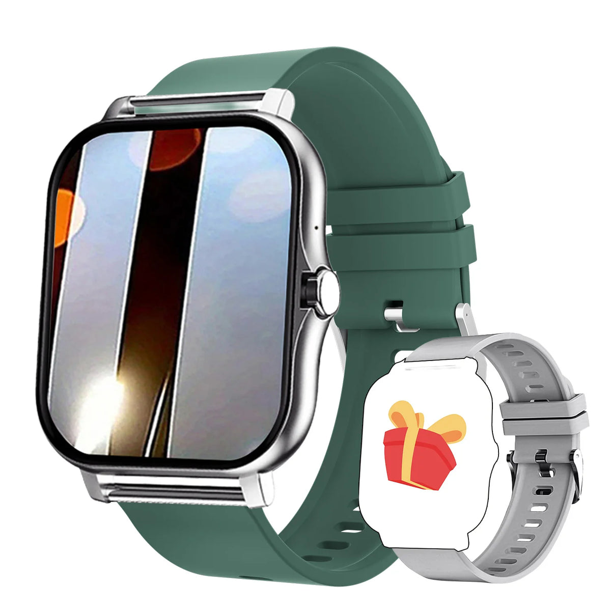 2026 New Smart Watch 1.44''HD Screen Bluetooth Call Sleep Blood Oxygen Pressure Health Monitoring Watches For Women Men Vue Green-Silver