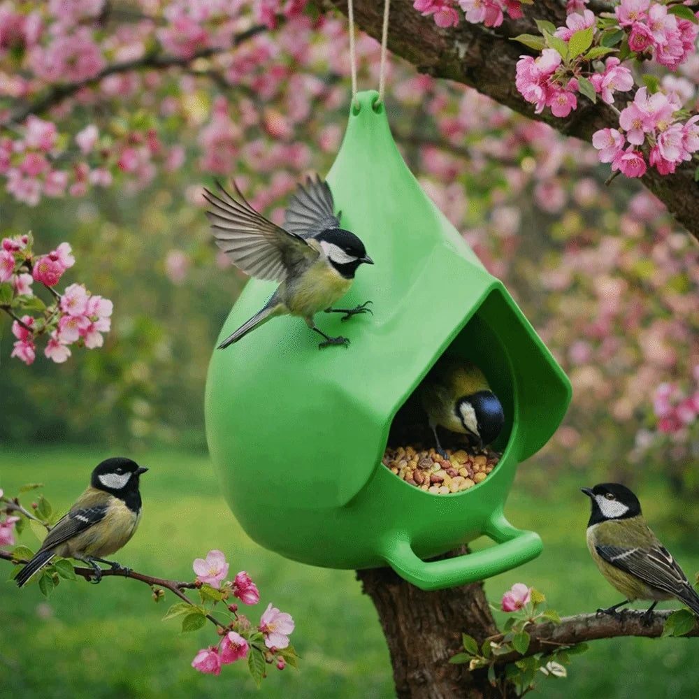 Creative Waterproof Hanging Bird Feeder Rainproof with Stand Bird Feeding Dispenser Large Capacity Hummingbird Feeder Outdoor Vue