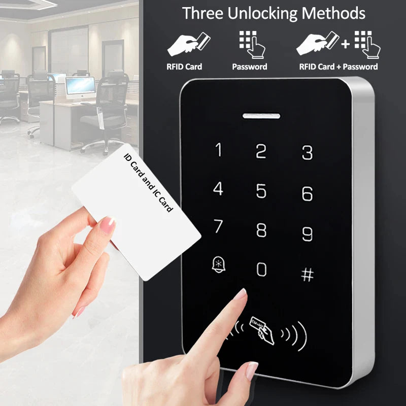 Dual Frequency RFID Access Control Keypad IP65 Waterproof 125KHZ And 13.56Mhz Door Lock Opener Keyboard System Vue