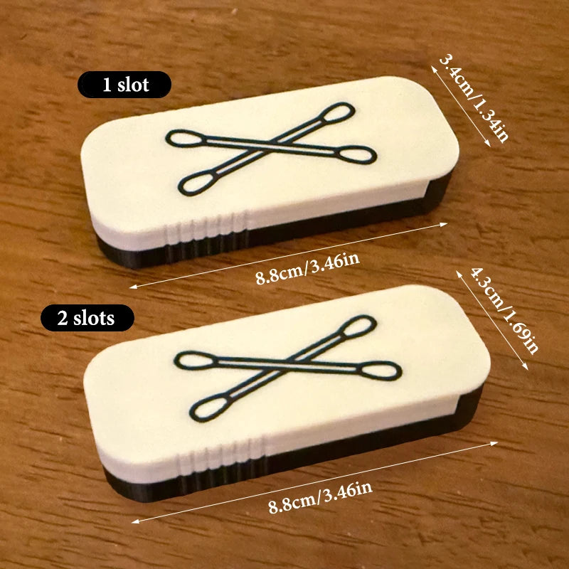 Mini Sliding Cotton Swab Storage Box Portable Dust-Proof Cotton Bud Case Multi Compartment Organizer for Travel Daily Use Vue