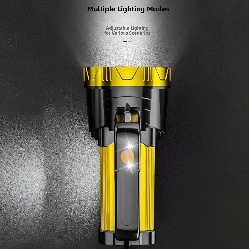 Anti-splash Water Camping Searchlight with Side Lights USB Rechargeable Powerful Handheld Lantern LED Bright Portable Mine Light Vue