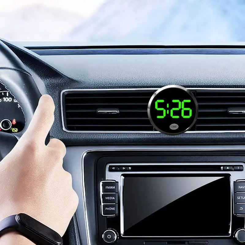 LED Touch Car Dashboard Clock – Stick-On Digital Auto Clock Car Dashboard Clock Vue