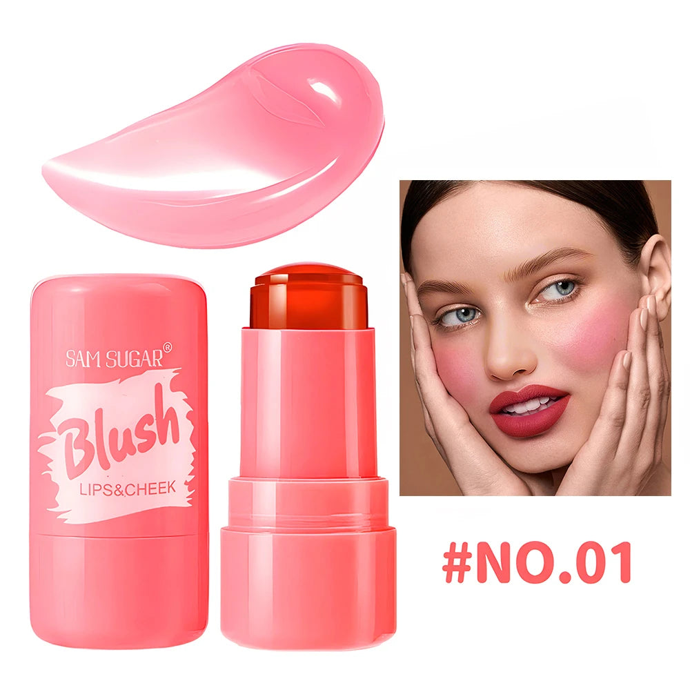 1 Pcs Waterproof Easy To Colors Lip Gloss Blusher Long Lasting Silky Nude Pink Jelly Blush Stick 3-in-1 Face Sexy Women Makeup Vue 01
