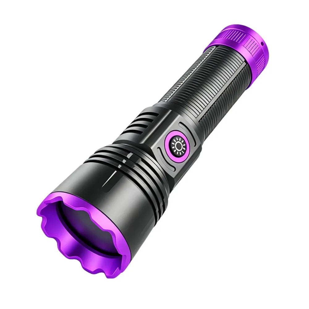 Longwave 365nm UV Flashlight Shortwave Portable Blacklight LED Flashlight Rechargeable ABS UV Flashlight Lamps Phosphor Detector Vue Black-3000mah