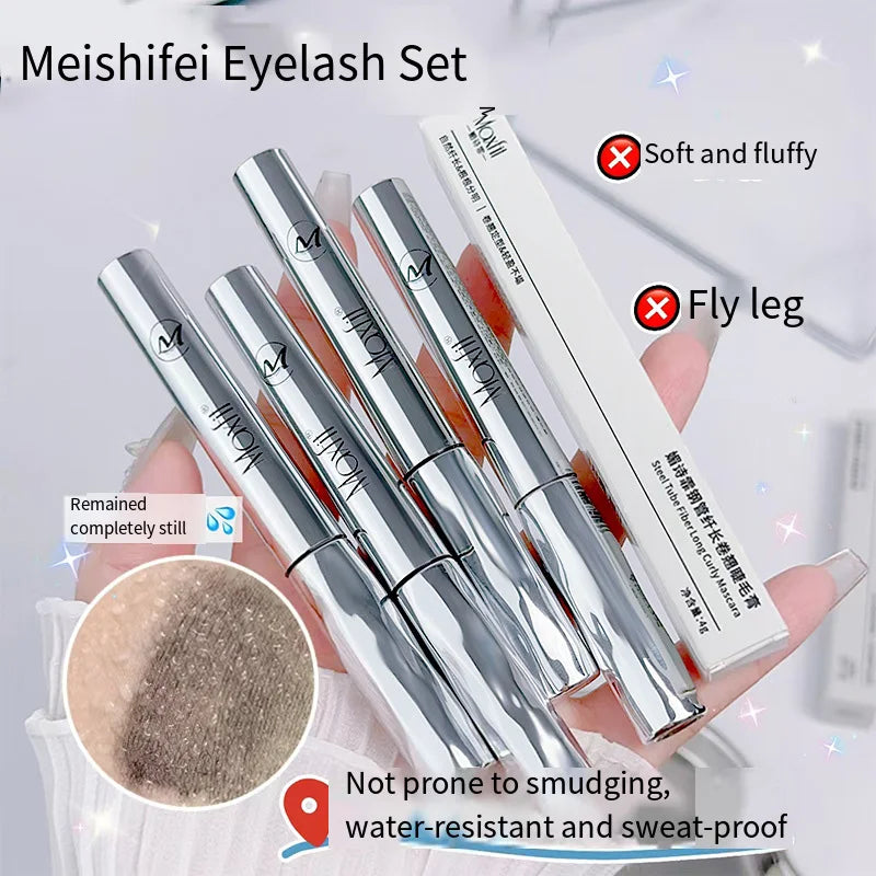 Waterproof Metallic Tube Mascara Black/Brown Silk Fiber Long Curling Non-Clumping Eyelash Extensions Spiral Makeup for Eyes Vue