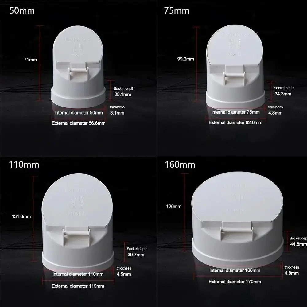 PVC Drain Pipe Rain Pipe Cap Sewage Pipe Large Displacement Anti-rat Cover White PVC Pipe Septic Tank Anti-odor Cover Balcony Vue