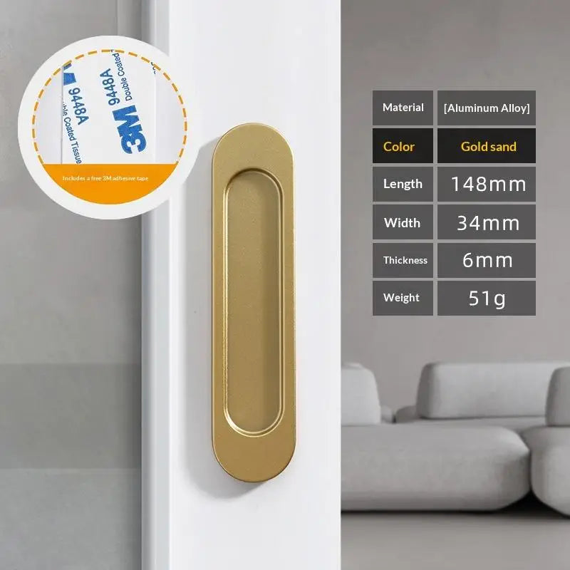 Aluminum Alloy Self Adhesive Sliding Door Handle Punch Free No Drill Needed for Kitchen Window Door Modern Look Vue A5