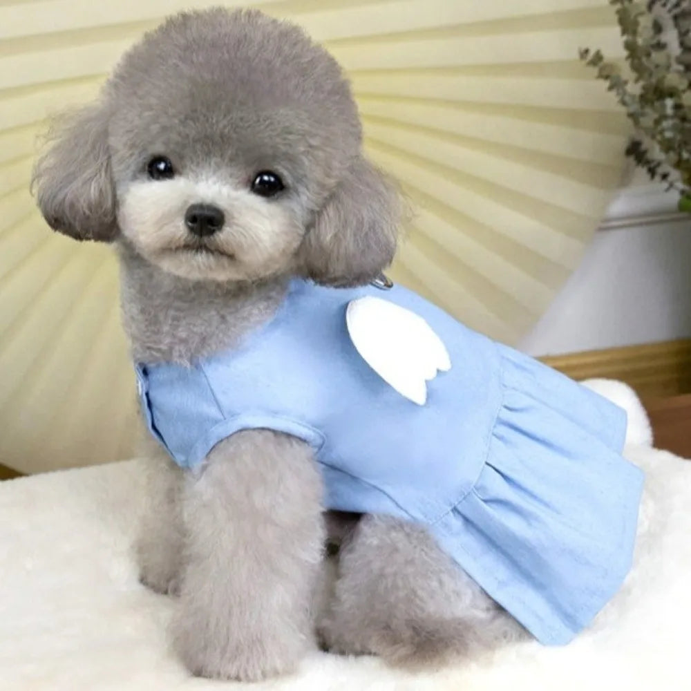 Pet Chest Strap Adorable Dog Wings Skirt Breathable Comfortable Cat Traction Skirt with D Ring Dog Summer Dress Spring Summer Vue