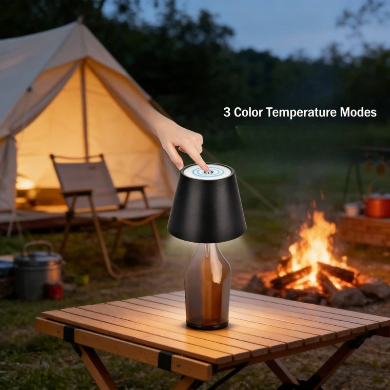 LED Wireless Bottle Shape Table Lamp Touch Dimmable 3 Colors Night Light for Bar Wine Decor Desk Lamp Vue