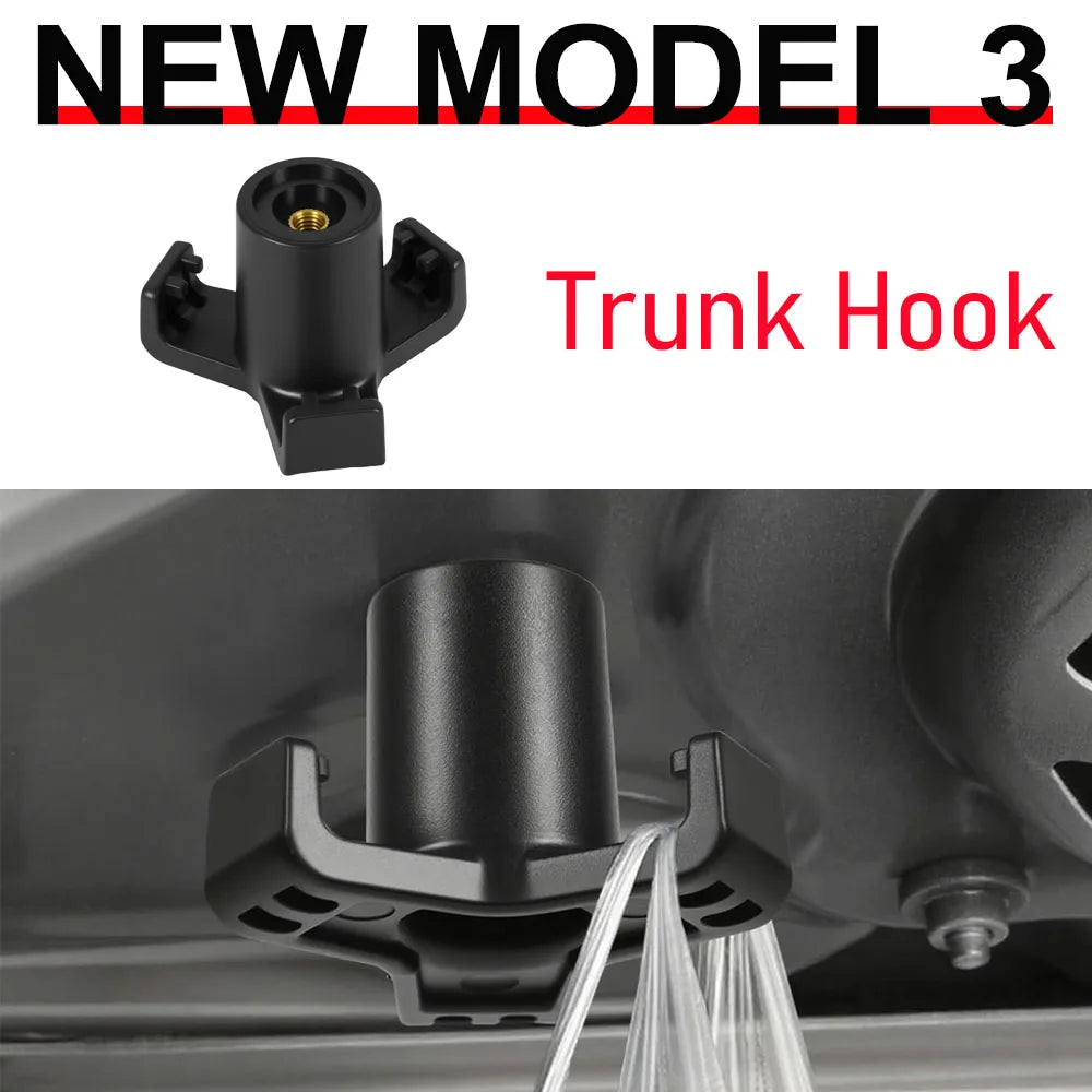 For Tesla Model 3 Trunk Grocery Bag Hook Rear Trunk Hook Organizer Model 3 Highland Interior Accessories Shopping Bag ABS Hanger Vue