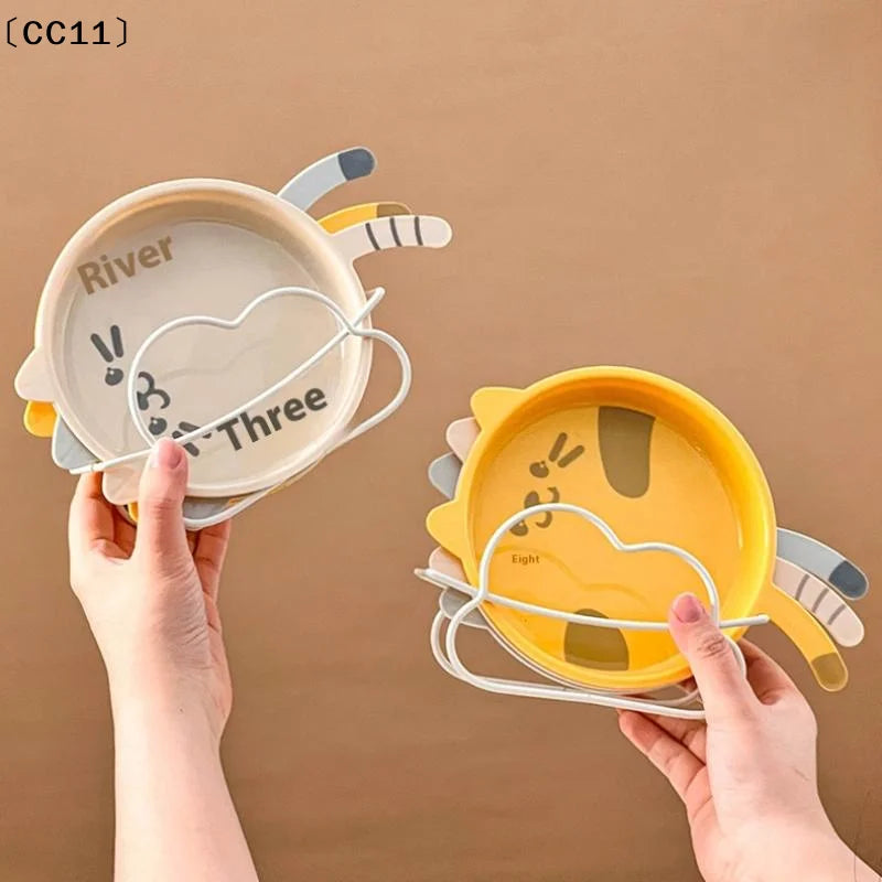 Cute Cat Pattern Plastic Dessert Snack Food Plate Reusable Spit Bone