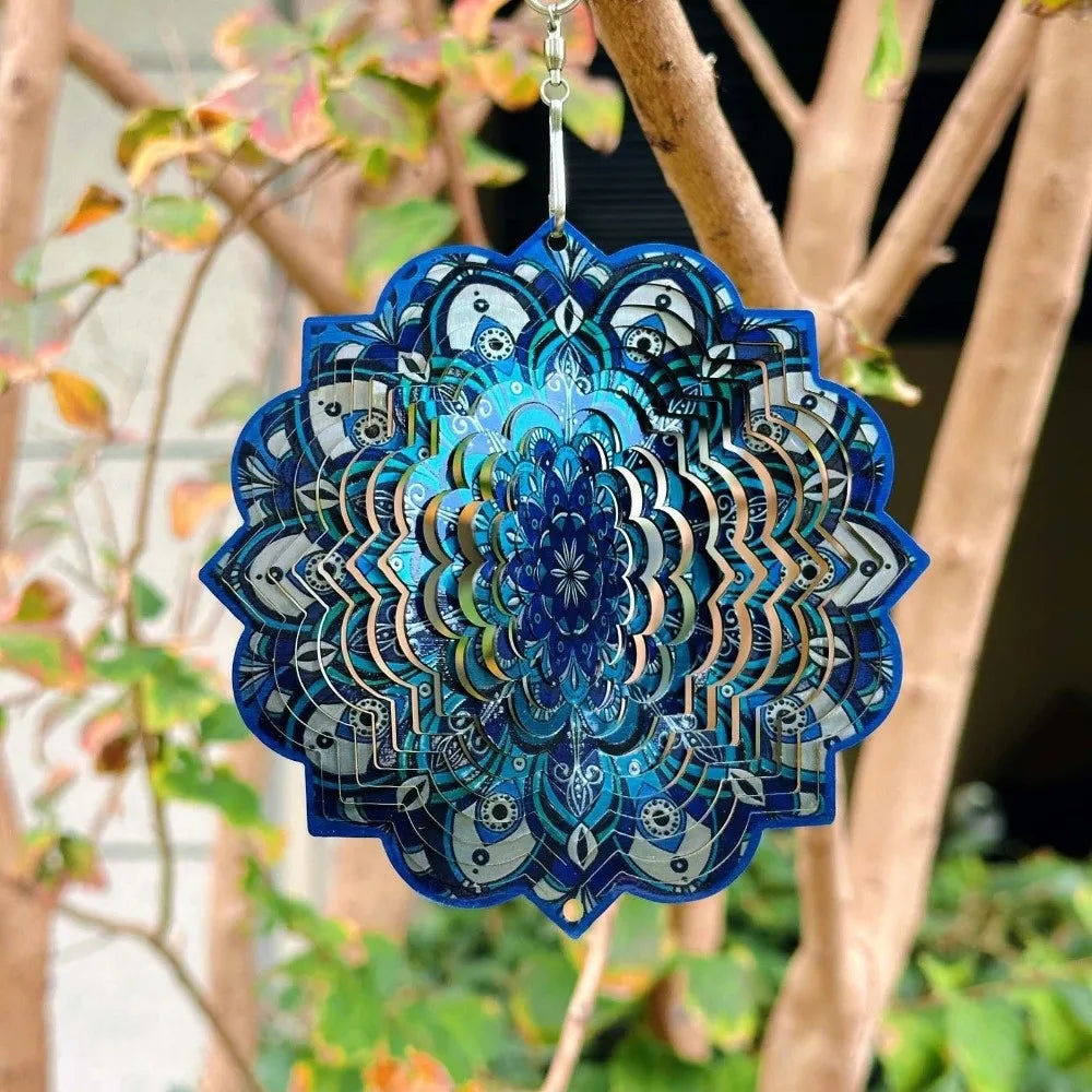 Vintage 3D Mandala Wind Chime Butterfly Flower Rotating Pendant Four-leaf Clover Vibrant Color Wind Spinner Yard Decoration Vue