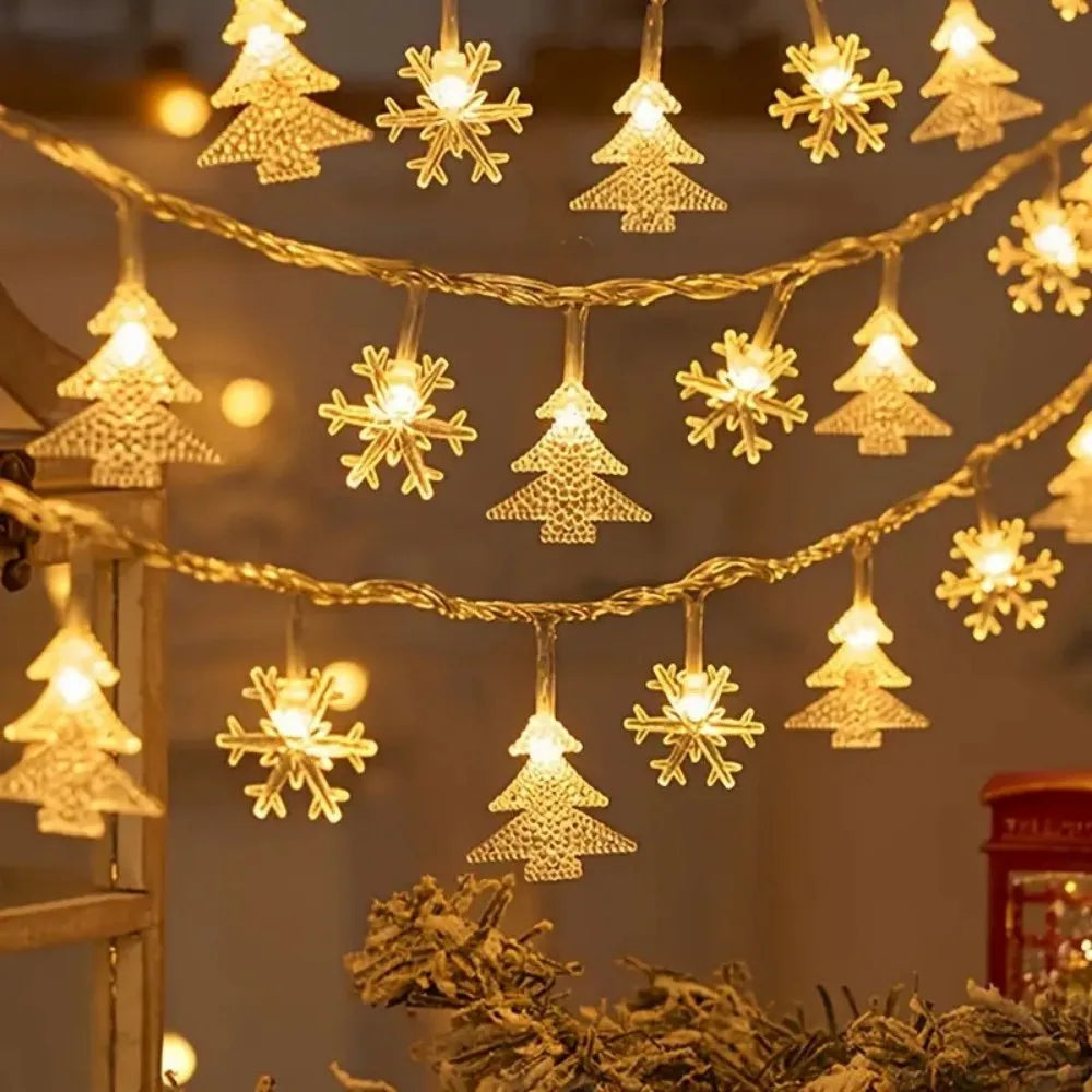 1PC 1.5M10LED/3M20LED battery box snowflake and Christmas tree light string,Christmas decoration,used for party,room decoration Vue