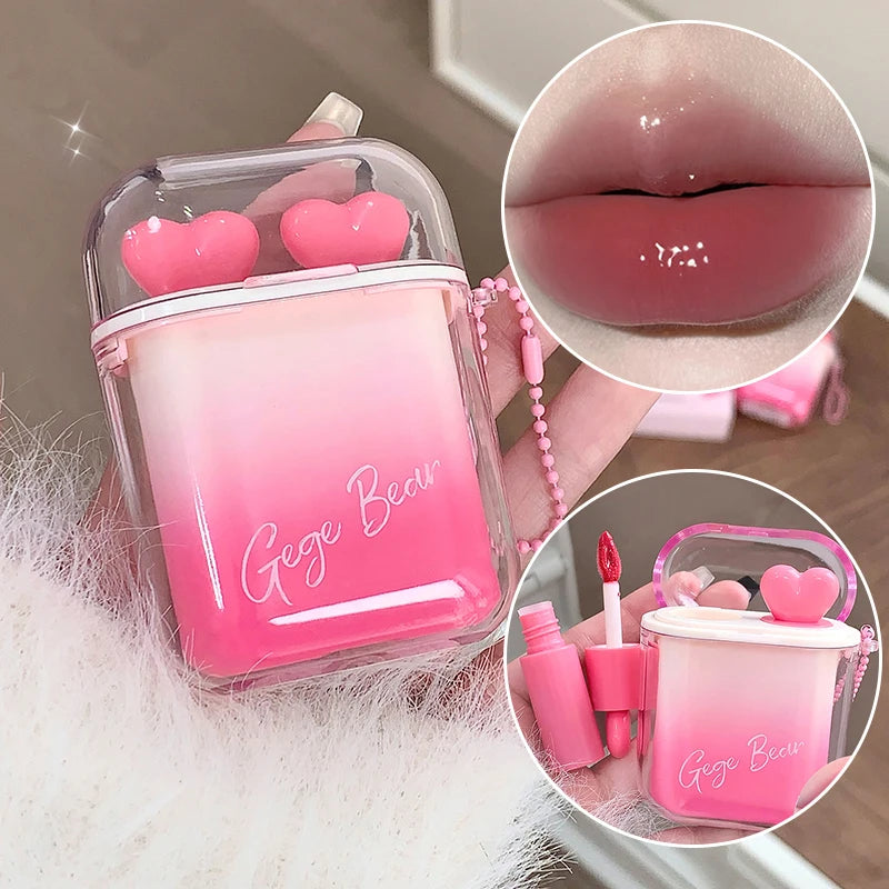 GEGE BEAR Water Gloss Velvet Matte Lip Glaze Combination Two-pack Mirror Matte Headphone Shaped Pendant Lipstick Vue