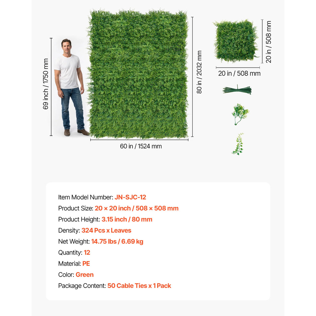 Artificial Plant Wall Greenery Panels – Hedge Backdrop & Fence Artificial Hedge Panel Vue 20x20in 12pcs TypeB United States