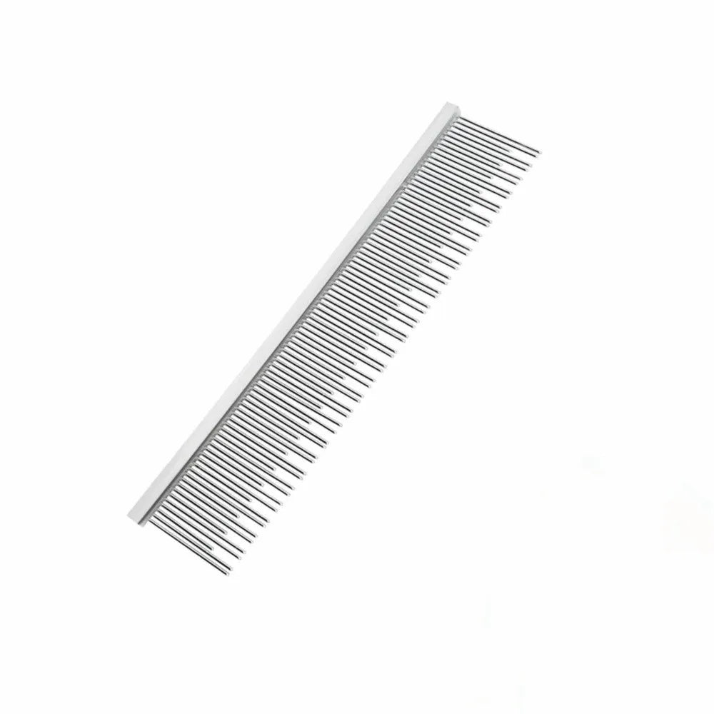 Double Toothed Pet Grooming Comb Short and Long Needles High Low Teeth Detangling Grooming Tool Reusable Anti-Static Vue Silver-11.8x2.7cm