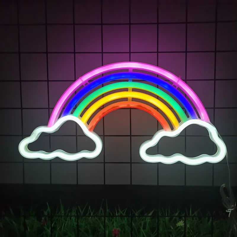 Cloud Neon Sign LED Light Rainbow Colorful Night Light for Bedroom Wall Hanging USB Powered Christmas Party Decoration Vue