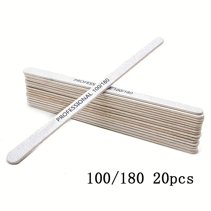 Grey Sandpaper Nail Files 100/180/240 Buffs For Manicure Pedicure Tools Material Srong Thick Nails File Kit Vue