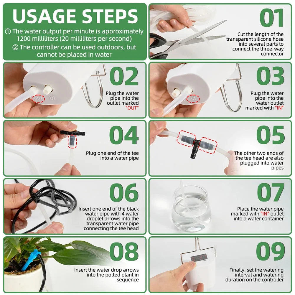 Automatic Plant Flower Watering Pump 2/8/16 Heads Pump Self-Watering Kit Automatic Timer Waterers Drip Irrigation Garden Tool Vue