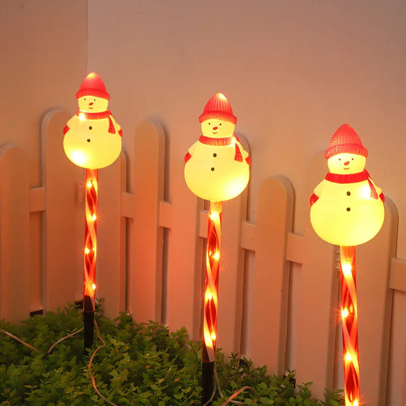5pcs/set Outdoor Lawn Lights For Garden Christmas Snowmen Solar Plug Lights For Courtyard Holiday Decoration Xmas Decor 002 Vue