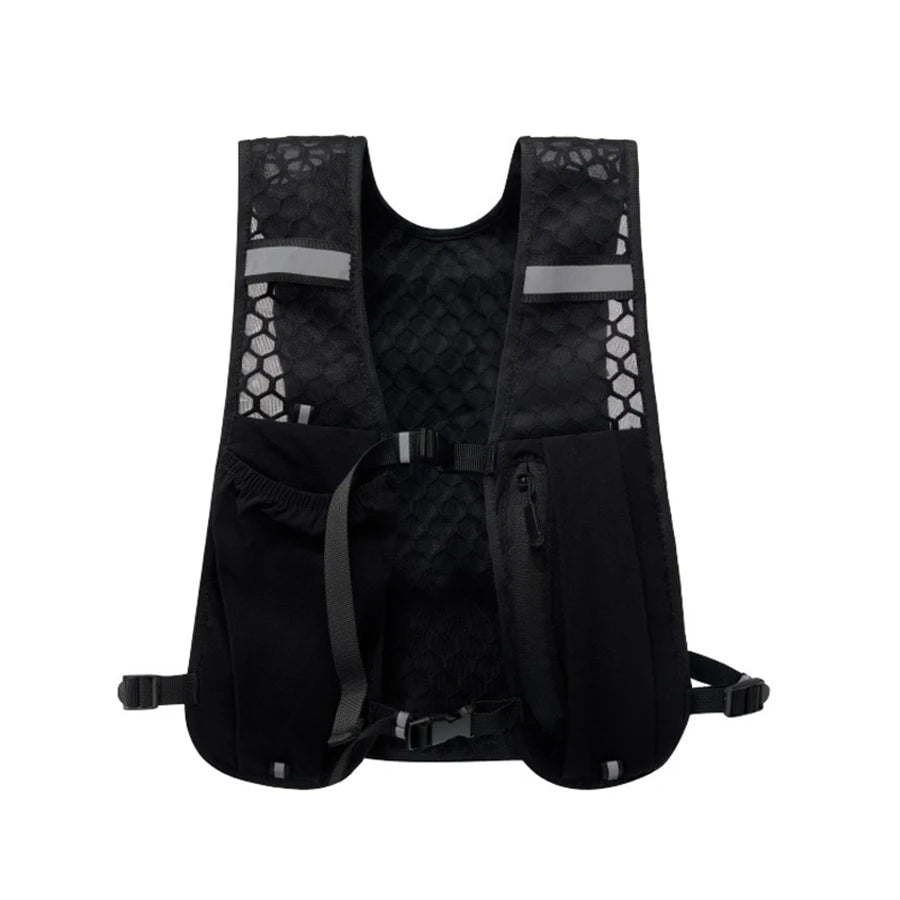 Lightweight Running Vest Reflective Hydration Pack with Water Bottle Holder Phone Pocket for Marathon Trail Jogging Vue black