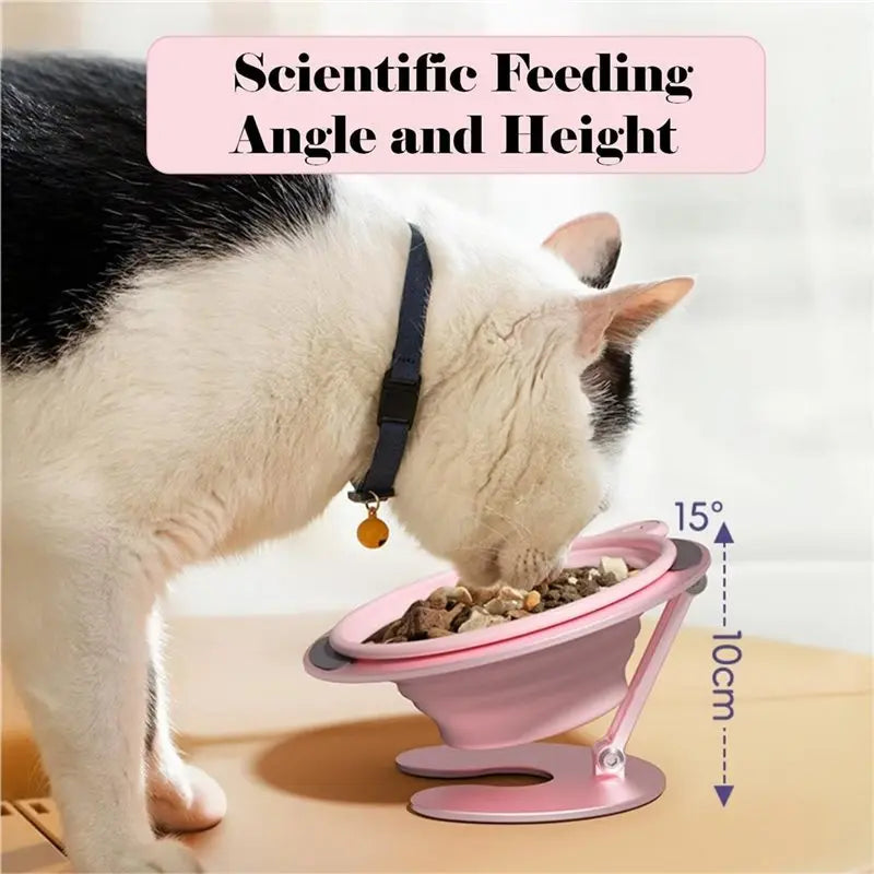 ABKW-Indoor Outdoor Cat Dog Food Bowl, Elevated Collapsible Design, Whisker Friendly Feeding Watering Dish Vue