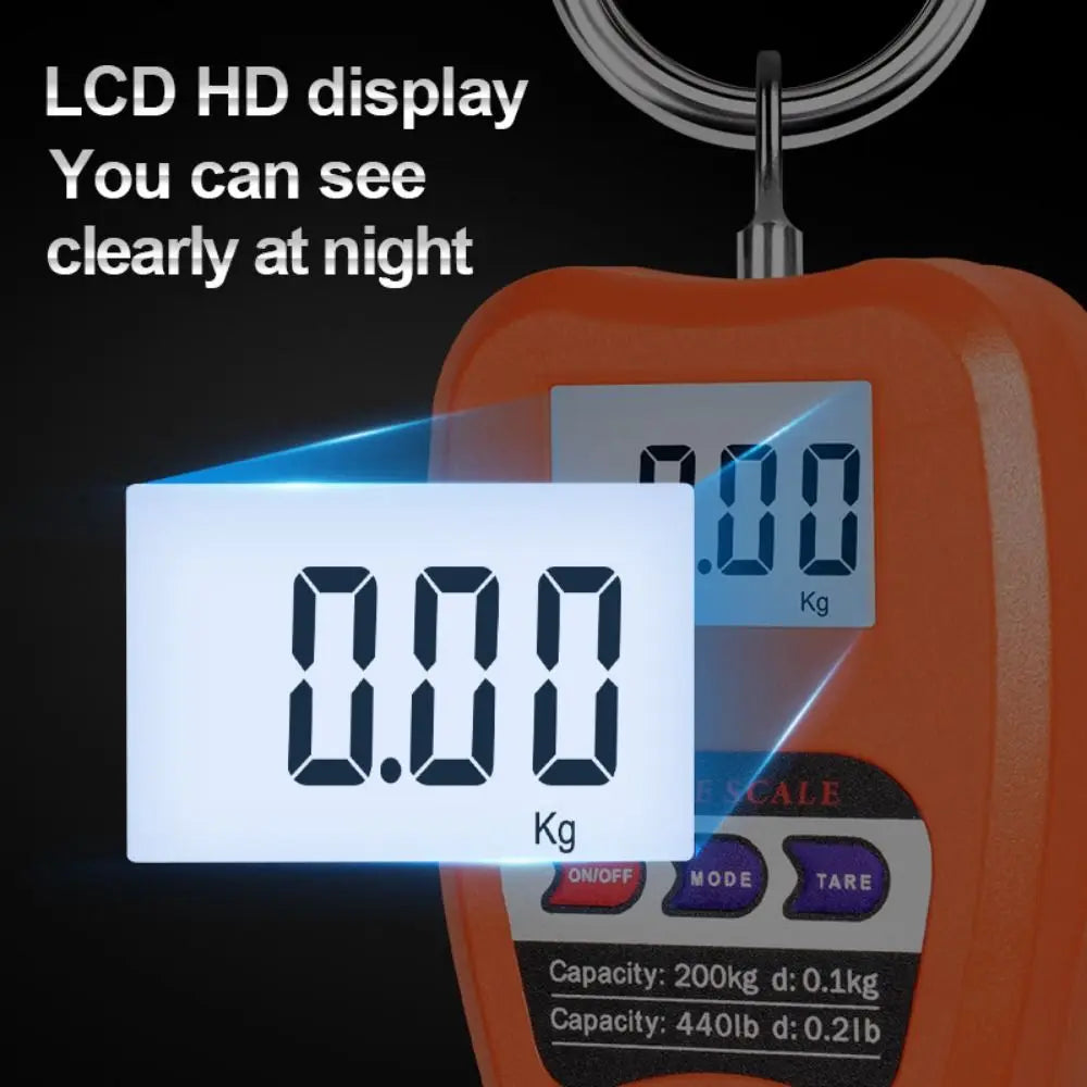 200KG High Precision Crane Scale LCD Digital Display Kg/Lb/N Digital Electronic Scale Multi-purpose Portable Mini Handheld Scale Vue