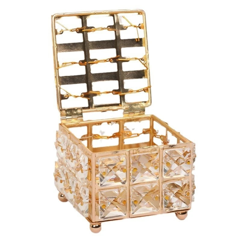 Crystal Jewelry Box European Earring Organizer Case Table Decor Party Centerpiece Display For Women Teens Birthday Xmas Gift Vue