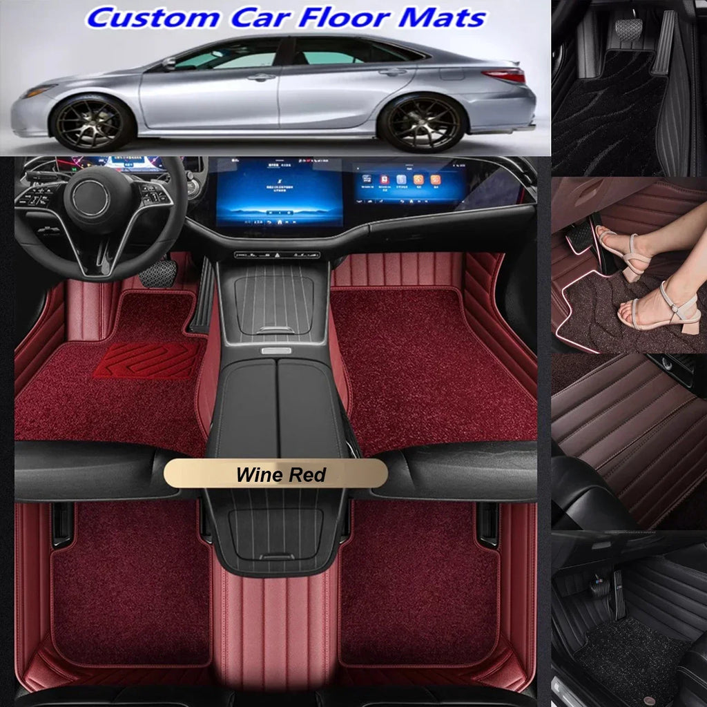 Mercedes Benz GLE W166 W167 C292 Custom PU Leather Floor Mats Custom Car Floor Mats Vue 2020-2023 5seats A-wine red