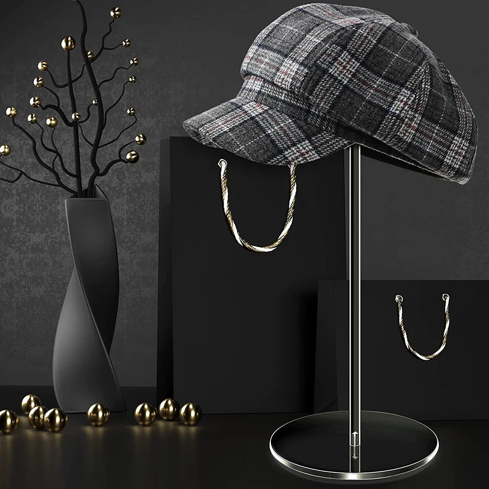 1pc Clear Acrylic Hat Stand and Wig Holder Rack with Pedestal and Round Base Tabletop Organizer Storage Rack Baseball Showcase Vue