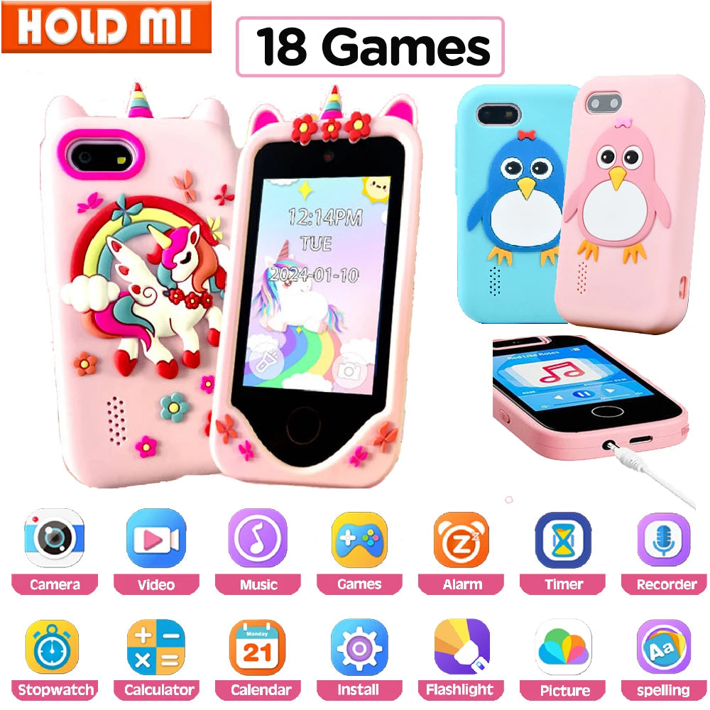 Children Phone Educational Toys 18 Games Musical Toy Baby Mobile Selfie Camera With 32G TF Card Toys for Kids Birthday Gifts Vue