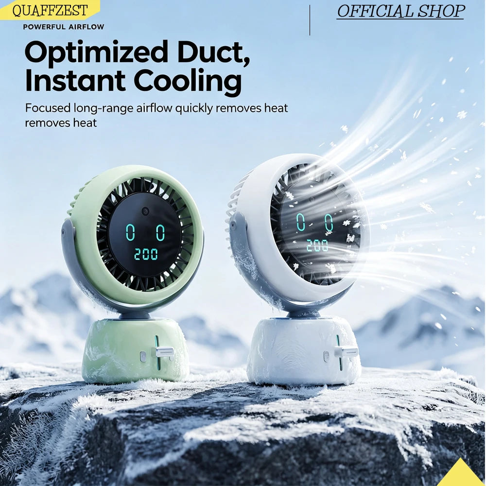 AI Face Tracking Mini Fan Smart Digital Display Portable Personal Cooling Fan for Outdoor Travel Vue WHITE 3000mAh USB Type-C