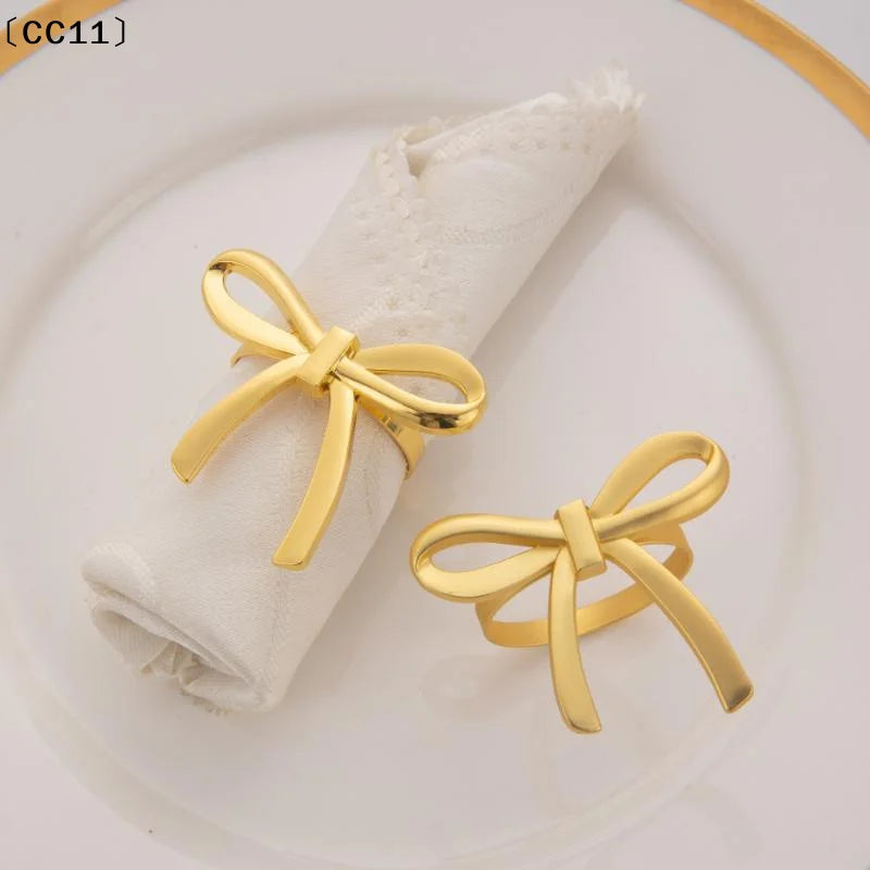 Gold Bow Napkin Ring Reusable Holder Suitable Valentine's Day Parties