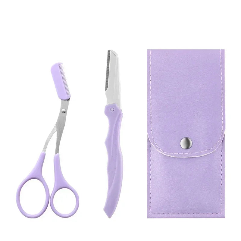 Eyebrow 3Pcs Comb Tools Portable Scissors with Private Label Set Makeup Eyebrow Trimming Set Eyebrow Razor makeup tools Vue M126 2pcs set
