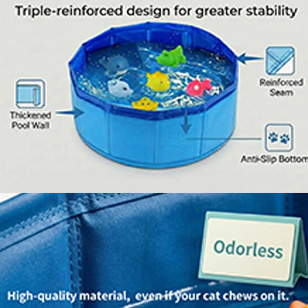 Foldable Dog Swimming Pool Portable High Strength Pet Bathtub for Home Apartment Indoor Outdoor Backyard Patio Deck Balcony Vue