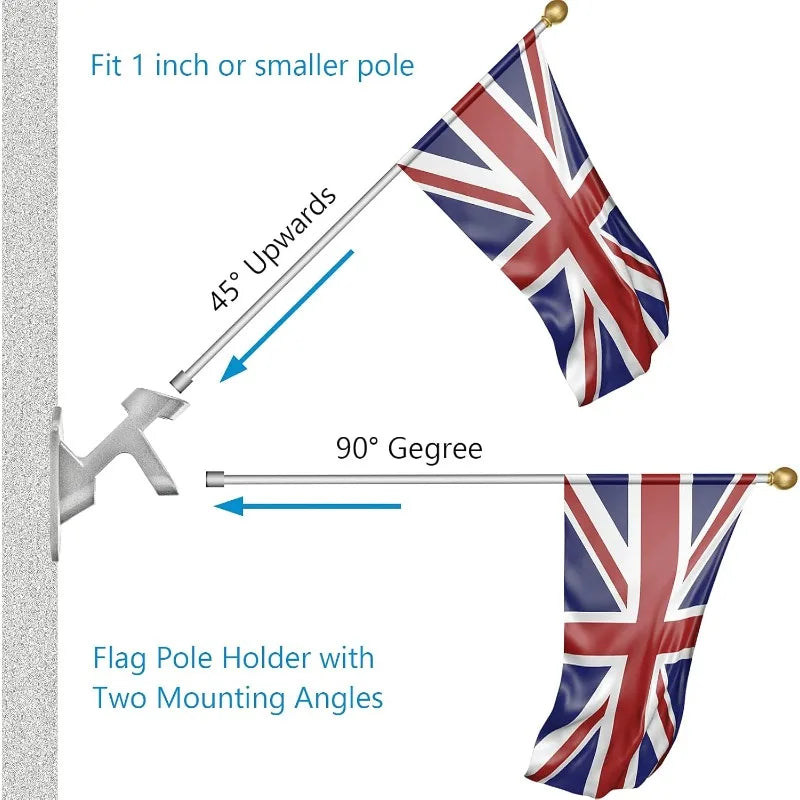 6Ft Stand Flag pole for Outside,Collapsible Yard Banner Holder Wall Mounted Mount Telescopic Flag Pole Top Wall Bracket Base Vue