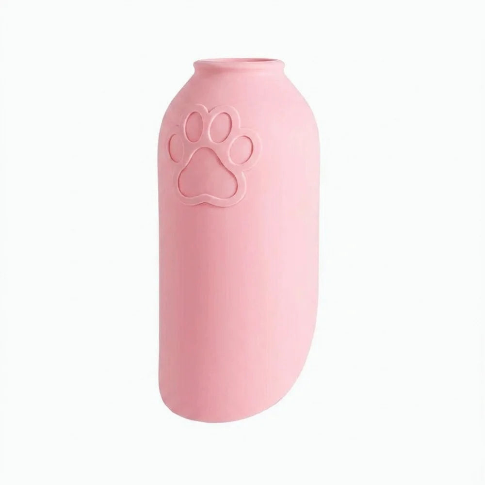 Food Dispense Portable Pet Walking Cup 2-in-1 Removable Dog water Feeder Leaf Shaped Collapsible Hydration Feeder Dogs Cats Pets Vue Pink