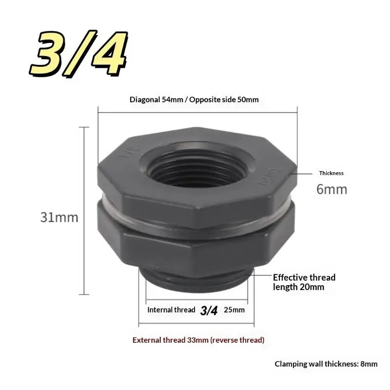 PVC IBC Water Bucket Adapter 1Pcs Water Tank Adapter With Valve Durable Connector For Outdoor Water Storage System Vue D