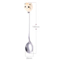 Coffee And Dessert Spoons Flatware Kitchen Tools Ice Cream Cartoon Stirring Spoon Stainless Steel Long Cat Handle Ceramic Spoon Vue Cat Apricot