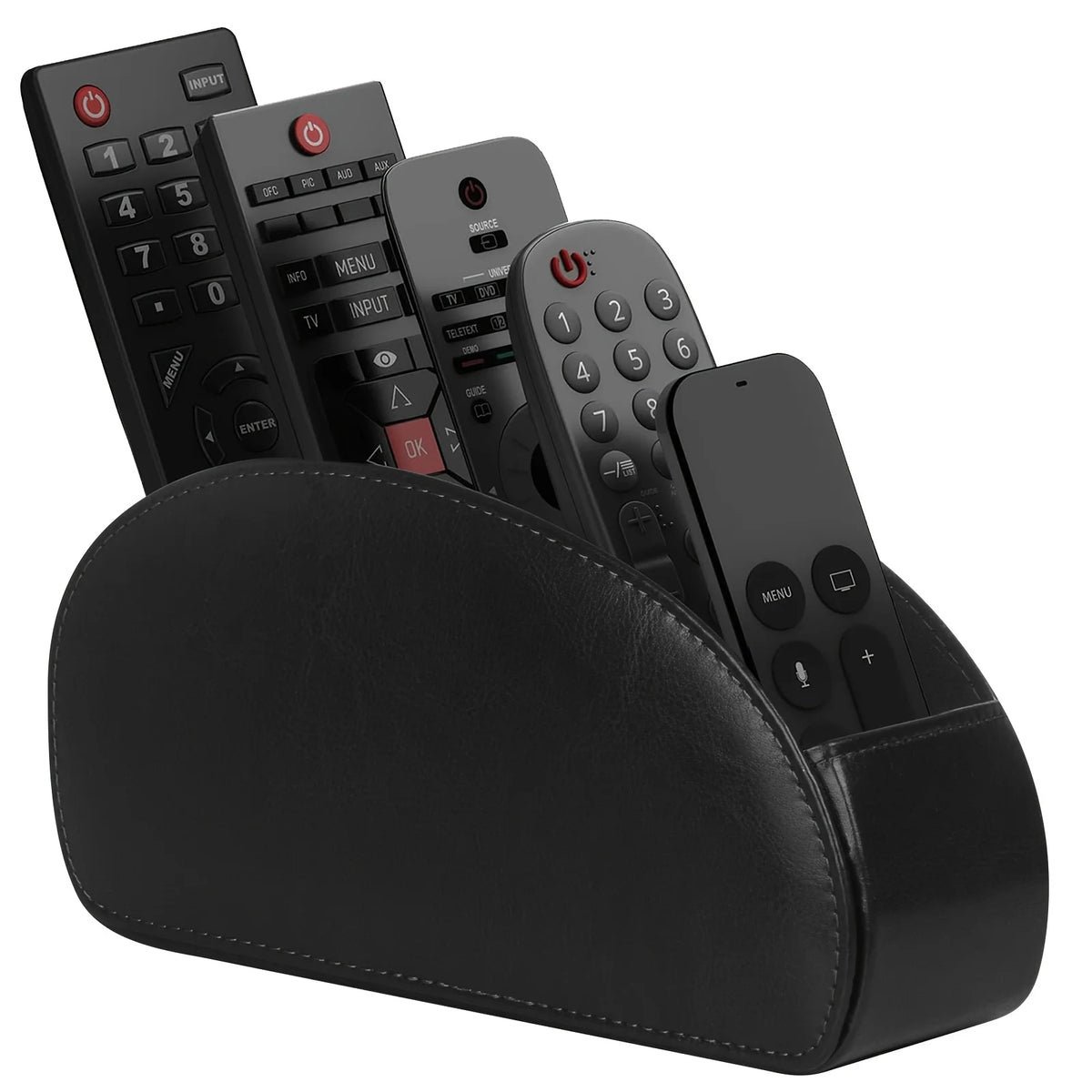 PU Leather Remote Control Holder5Compartments,Multi-Device Organizer for TV/DVD/Blu-Ray,Desk & DrawerStorageBoxHome&OfficeDecor Vue
