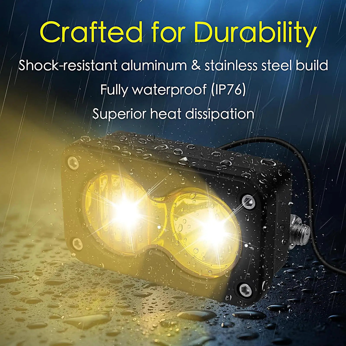 Front Bike Light 6500K Waterproof Headlight 20W Electric Bike LED Lights 3-Pin Connector for Motorcycle ATV Night Riding Outdoor Vue