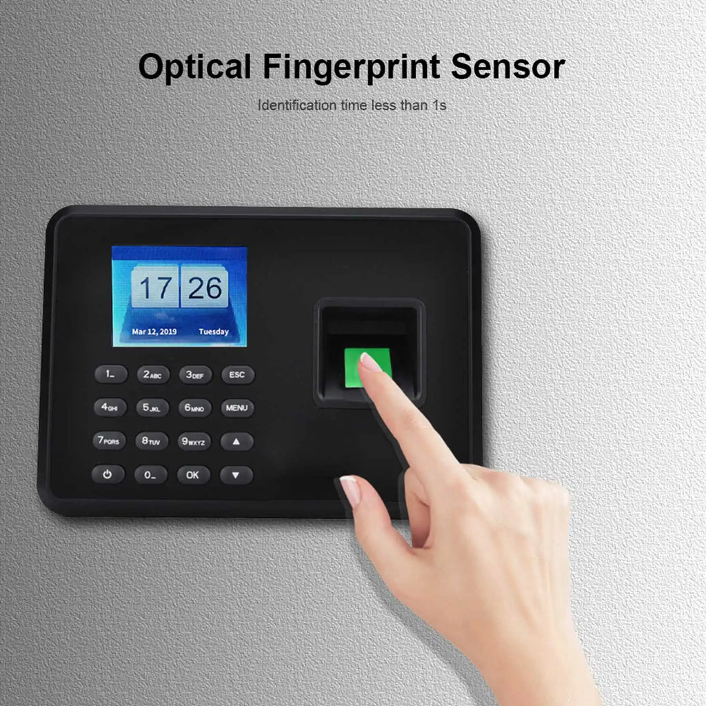 Intelligent Biometric Fingerprint Password Attendance Machine Employee Checking-in Recorder 2.4 inch LCD Screen DC 5V Time Atten Vue