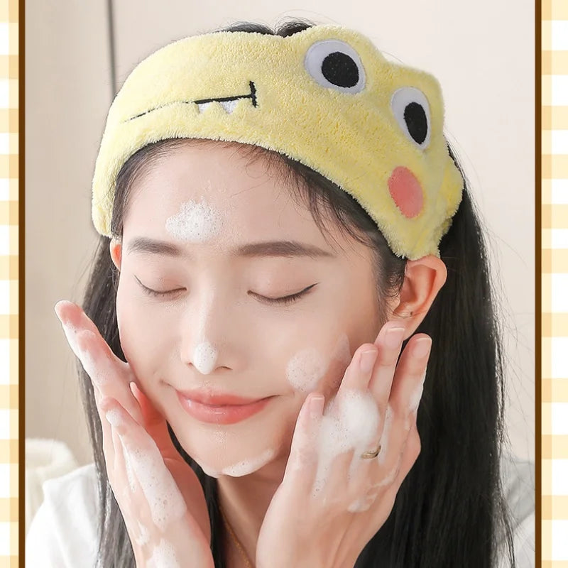 Yellow Series Cartoon Crocodile Hairband, Face Washing Headband, Daily Hairband, Fully Covers Loose Hair, Non-Slip and Anti-Fall Vue