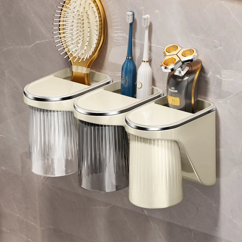 Magnetic Mouthwash Toothbrush cup, Inverted Drain and Wash set, Household with Storage box, Toothbrush cup Vue